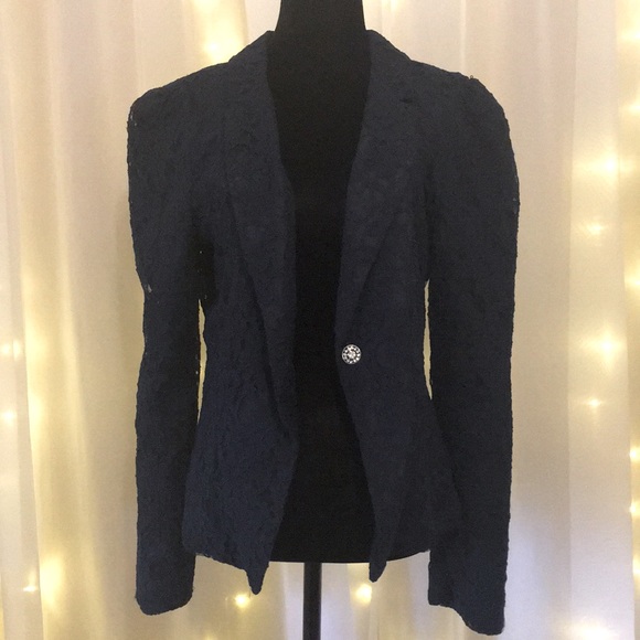 Together Jackets & Blazers - Dark Navy blue lace blazer jacket